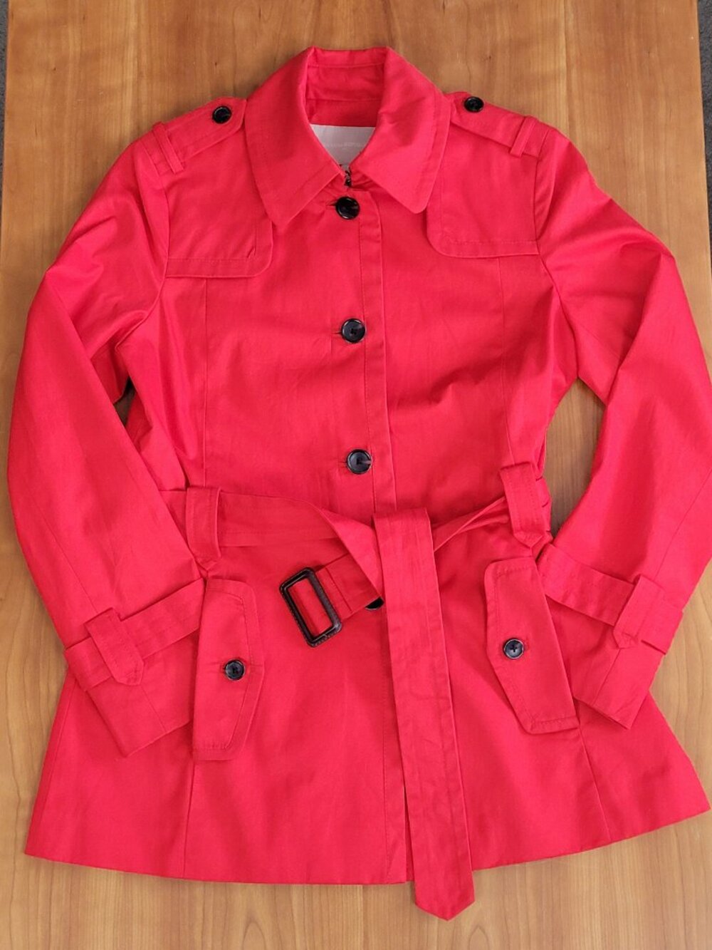 Banana Republic Red Spring Belted Cotton Rain Coat Jacket - SP - Picture 4 of 7